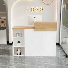 카운터 테이블 미용실 카운터테이블 안내데스크 인포메이션, 화이트오크 직각형-내측 좌측 높이 Q1
