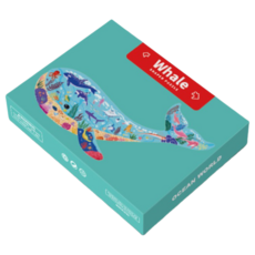 聖兒穀寶兒童異型拼圖【鯨魚造型】益智玩具 幼兒園手工DIY 多階異形拼圖 邏輯訓練 兒童創意拼圖, 1個, 50片