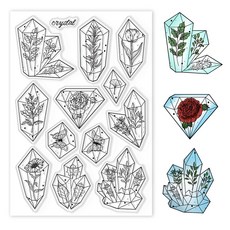 1개 DIY 스크랩북 사진 앨범 장식 카드 제작용 PVC 플라스틱 스탬프 식물 패턴 스탬프 시트 16x11x0.3cm, 투명색
