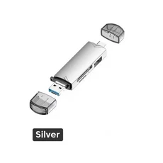 6-in-1 USB 3.0 카드 리더기 유형 C마이크로 USBTFSDU 디스크 어댑터 휴대폰 노트북 및 MacBook용 고속, 01 Silver