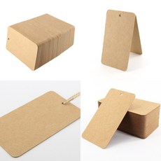 실용적인 종이택 포장택 크레프트 그라프트 무지 라벨택 4X9cm 100P, 100매