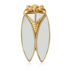 Xinleitan Decorative Bug Insects Animals Beetle Mirrors - Gold Resin and Glass Wall Decor Perfect, Cicada