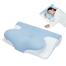 SAGONG 고밀도 메모리폼 경추베개 옆으로 누워자는 베개, 그레이+화이트, 1개