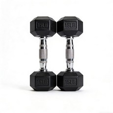 육각 덤벨 세트/싱글 - 2.3kg(5파운드)에서 40.8kg(90파운드) 고무 코팅 덤벨 홈 체육관 근력 훈련 남성 및 여성용 튼튼한 웨이트 (싱글 또는 페어 옵션 사용, 6.8kg(15파운드) 한 쌍