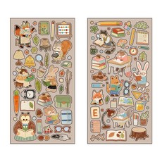 만화 동물 스크랩북 스티커 투명 장식 스티커 (DIY 공예 저널링 스크랩북 다이어리 플래너에 적합), 2
