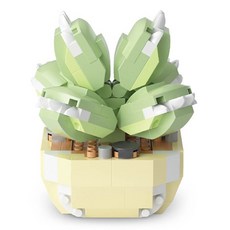 多肉植物盆栽積木，仿真多肉植物，創意盆栽擺飾，辦公室居家療癒小物, P1248沐沐春風, 1個