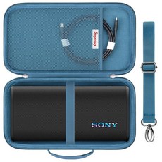 Supmay 소니 ULT Field 3 무선 휴대용 블루투스 스피커용 하드 케이스 어깨 스트랩이 있는 스피커 보호 충전 케이블에 맞는 메시 포켓 블루 69298, Blue