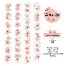 JIANWU 50mm * 빈티지 Fusang 꽃 풍경 재료 콜라주 Scrapbooking PET 테이프 크리 에이 티브 DIY 저널 편지, 01 JD-DD2507-03