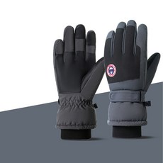 스마트폰 터치 스키 보드 캠핑 방한 남녀공용 방수 아웃도어 장갑 방풍 겨울 한파용 두꺼운 털 안감 장갑, 1개, 딥그레이 블랙