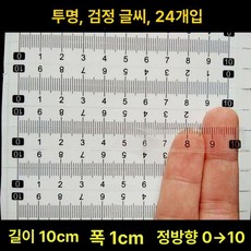 투명 줄자 테이프 측정 스티커 눈금자 고정밀 접착, 1개, 길이 10cm x 1cm 24줄 투명