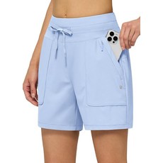 Willit 여성용 반바지 하이킹 운동용 빠른 건조 골프 아웃도어 캐주얼 12.7cm/17.8cm 경량 UPF50+ 라이트 블루 XS
