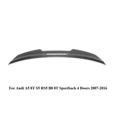 자동차스포일러 편리한접착 탄소 바디킷 PSM 스타일 뒷 트렁크 스포일러 테일 핀 A5 8T S5 RS5 B8 Sportback 4 도어 20072016 윙 고정 윈드, Carbon Look
