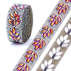 야드 레진 모티프 라인 체인 핫픽스 리본 크리스탈 롤 글리터 벨트 블링 아트 크래프트용, 1개, 1. Red AB