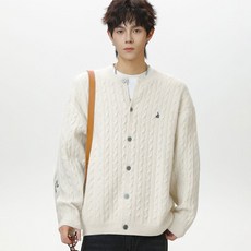 코디코치 버넌트 클래식 데일리 기본 라운드 가디건 케이블 니트 모던 감성 꽈베기 스웨트