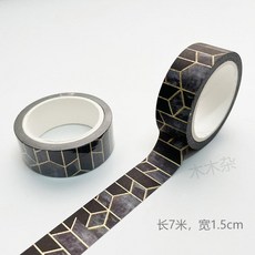 手賬膠帶 燙金 7米, 1個, 燙金條黑 7米