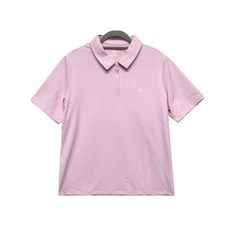 코오롱스포츠 여성 체크 패턴 반팔 카라 집업티 JKTCM24282 PIN