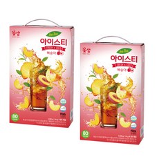 꽃샘 복숭아 아이스티 1+1 80T+80T 복숭아에이드, 14g, 2개, 80개입