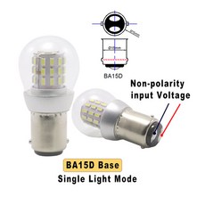 S25 P21W LED P21/5W 전구 6V 12V 24V 48V 조명 네비게이션 BAY15D 램프 주차 선박 소스 2개, BA15D single Light, warm white_6-12VDC