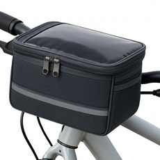 웨이프리 자전거 핸들바 가방 대용량 프론트백, 1개, 모던블랙