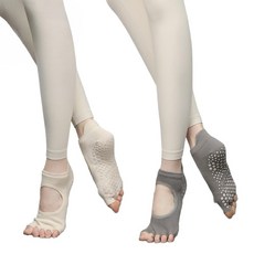 필라테스 미끄럼방지 발가락 아쿠아로빅 요가 양말 2켤레 교체용 카키+라이트그레이