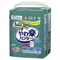 白十字 男女通用 柔軟舒適褲型成人紙尿褲 安心輕薄型, 1個, 22入, M-L