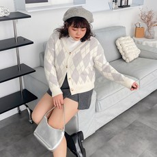 LULUS/PLUS 菱格V領排釦針織外套