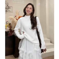 여성용 스웨터 런닝 레이어드, 화이트