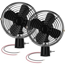 투조 2개 12V RV 8인치 냉각 팬 2단 스위치 무거운 작업용 검은색 휴대용 수동 회전 금속 자동차 차량 트럭 보트 캠퍼 버스, Hardwired, 6 Inch