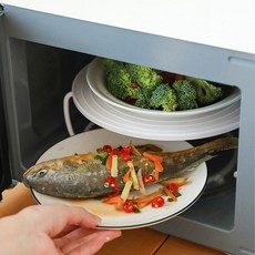 전자레인지 2단 트레이 선반 랙 받침대 두 가지 요리 동시에, 1개