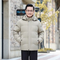 男士連帽加絨石墨烯保暖棉服外套 - 中年爸爸冬裝短版棉襖