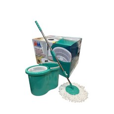 JS 手壓旋轉拖把組 拖地好輕鬆 厚桶輪子款 拖地 高轉速脫水, 1個, 手壓旋轉拖把組｜藍綠色