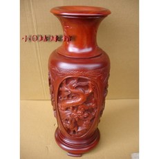 小o結緣館 龍鳳呈祥中花瓶(紅花梨) 仿古傢俱擺飾 快速到貨, 紅