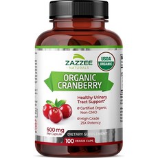 [정품보장]재지 유기농 크랜베리 12 500mg Zazzee 100정 X 1병, 1개