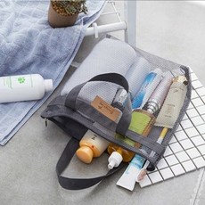 제이원잡화점 다용도 손잡이 망사 가방 목욕가방, 퍼플