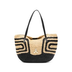 파트리지아페페 기하학 패턴 라피아 비치 백