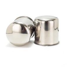 Rheedal 13.1cm(5.1인치) 스테인리스 트레일러 휠 센터 캡 푸시 스루 13.1cm(5.1인치) 보어 12.4cm(4.9인치) 높이 곡선형 허브 캡 트럭 SUV RV, 크롬