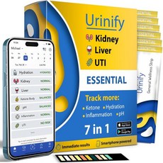 [URNF Essental] 모바일 앱 소변 검사 스트립 가정용 UT 신장 키트 수화 케토 pH 단백질 6, 1 Count (Pack of 6)