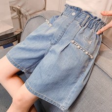 Starbean 女童珍珠點綴牛仔短褲