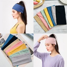 時尚運動瑜伽柔軟吸汗跑步髮帶薄款純色針織頭巾吸汗頭帶髮飾, 黃色,瑜伽運動髮帶【約9*20釐米】, 1個