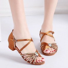 라틴댄스화 라인댄스구두 재즈 굽 태슬 살사 댄스신발 여성 블랙