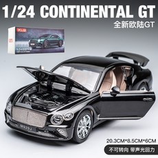 Bentley 賓利 Continental GT 模型車 聲光迴力車 1:24 合金汽車模型, 黑色(橘內裝), 1個