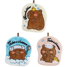 CARLIN.CO 卡通可愛擦手巾 珊瑚絨吸水擦手巾 廚房浴室擦手巾, 3個, 3個裝