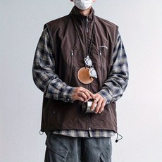 兩件裝/單件山系戶外機能風立領馬甲男露營坎肩背心寬鬆休閒套裝