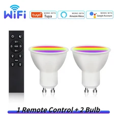 Tuya WiFi 스마트 LED 전구 5W 7W 9W 220V GU10 Led 스포트라이트 RF 2.4G 원격 제어는 Alexa Geogle 홈과, 02 2 bulbs 1 remote, 02 9와트, 01 220V Wifi GU10