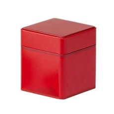 간단한 단색 사각형 차 주전자 차 보관 주최자 철 캔 차 철 상자, 1개, Red-Short