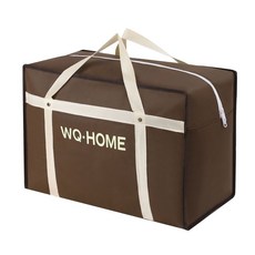 WQ-HOME 純色加固行李收納袋 大容量搬家袋 牛津布防水折疊旅行袋, 1個, 棕色,90*58*28cm