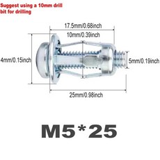 꽃잎 확장 나사 너트 리벳 볼트 플러그 커튼 클램프 앵커 패스너 보드, 30pcs, M5x25