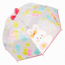 WINGHOUSE Laura Alley 兔子圖案圓頂透明乙烯基 53 兒童女孩雨傘