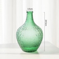 北歐風現代簡約綠色樹皮玻璃花瓶，客廳桌面水培插花裝飾，簡約風格花器, 墨綠色花瓶1只