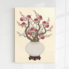 [인메이블] 복들어오는 가득 핀 꽃 인테리어 민화 달항아리 3종 그림 캔버스액자 대형이사 개업선물 현관 복도 풍수 인테리어, 03.JKW-꽃과 장수
